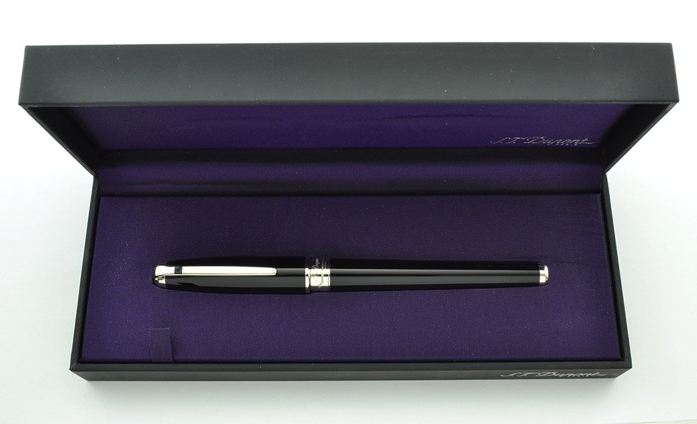 ST Dupont Olympio Fountain Pen - Black Lacquer, Palladium